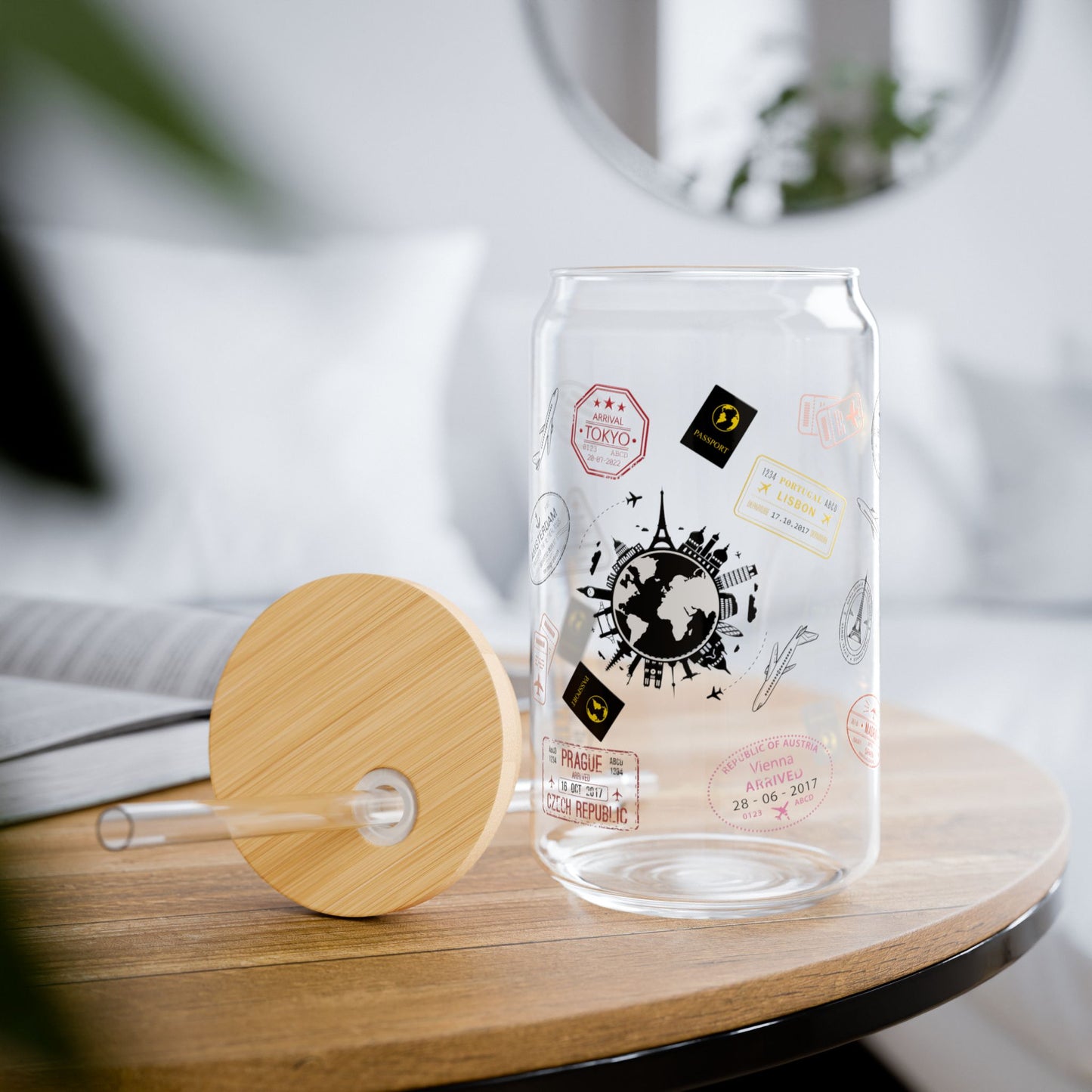 🌏✈️ Pages of the World Glass Cup