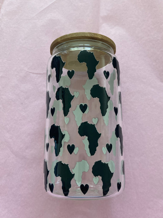 🌍🖤 Heart of Africa Glass Cup