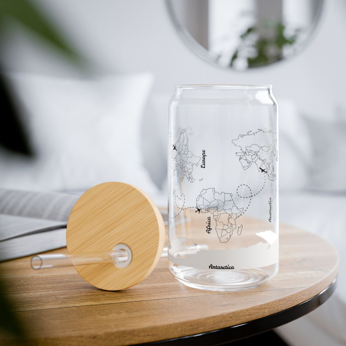 🌍✈️ Globetrotter’s Map Glass Cup