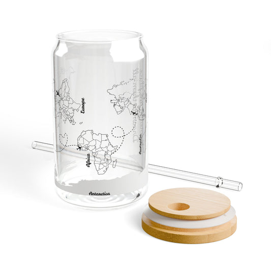 🌍✈️ Globetrotter’s Map Glass Cup