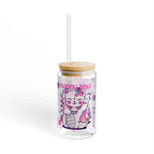 🐾 Maneki Neko Glass Cup