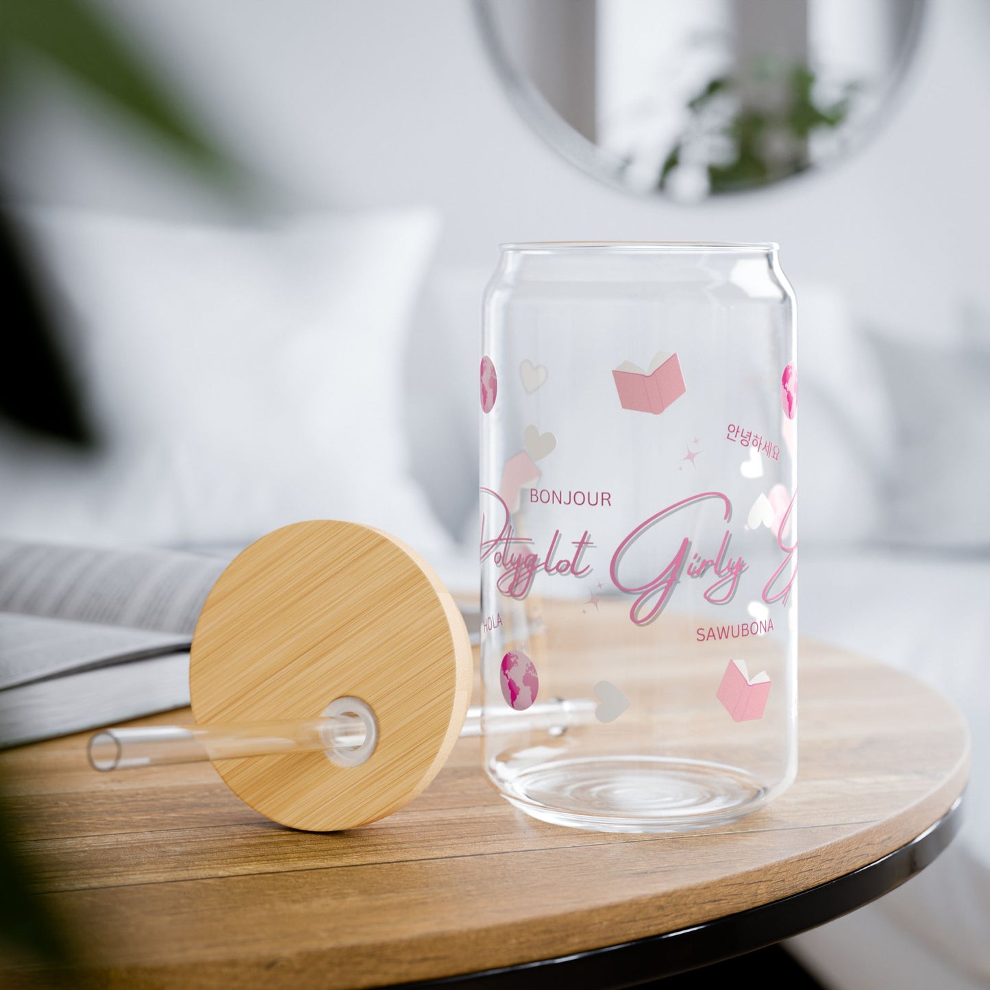 💅🌍 Polyglot Girly Era Glass Cup
